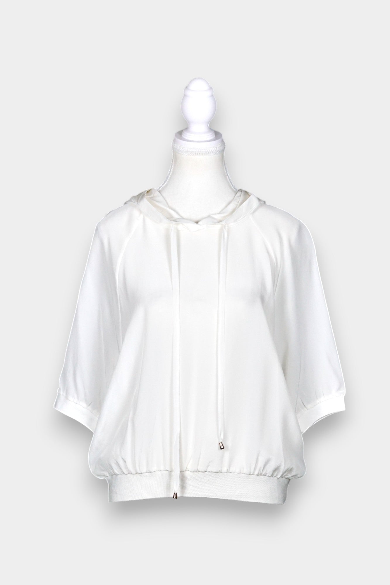 Mulberry Silk Hooded Top | White Short Sleeve Hoodie