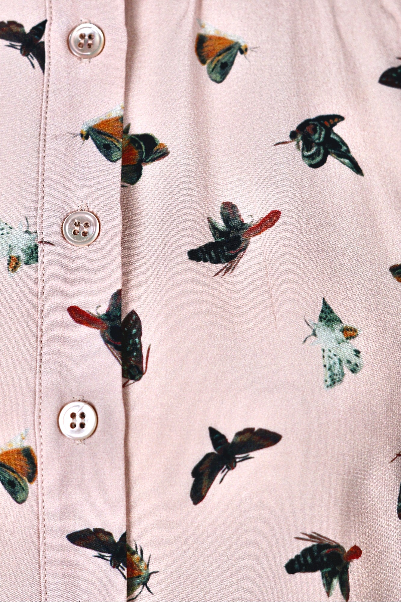 Silk Blouse with Butterfly Print in Powder Pink