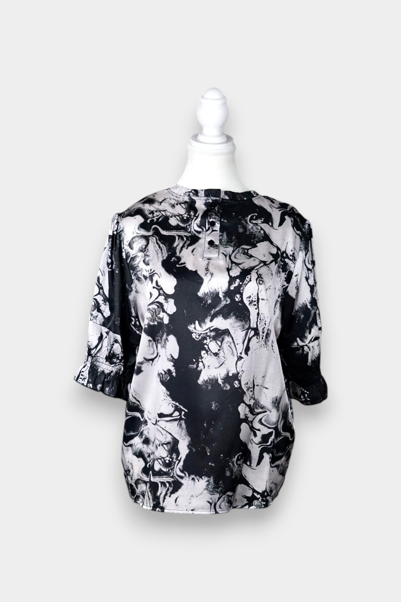 Silk Blouse with Abstract Print | Black & Grey