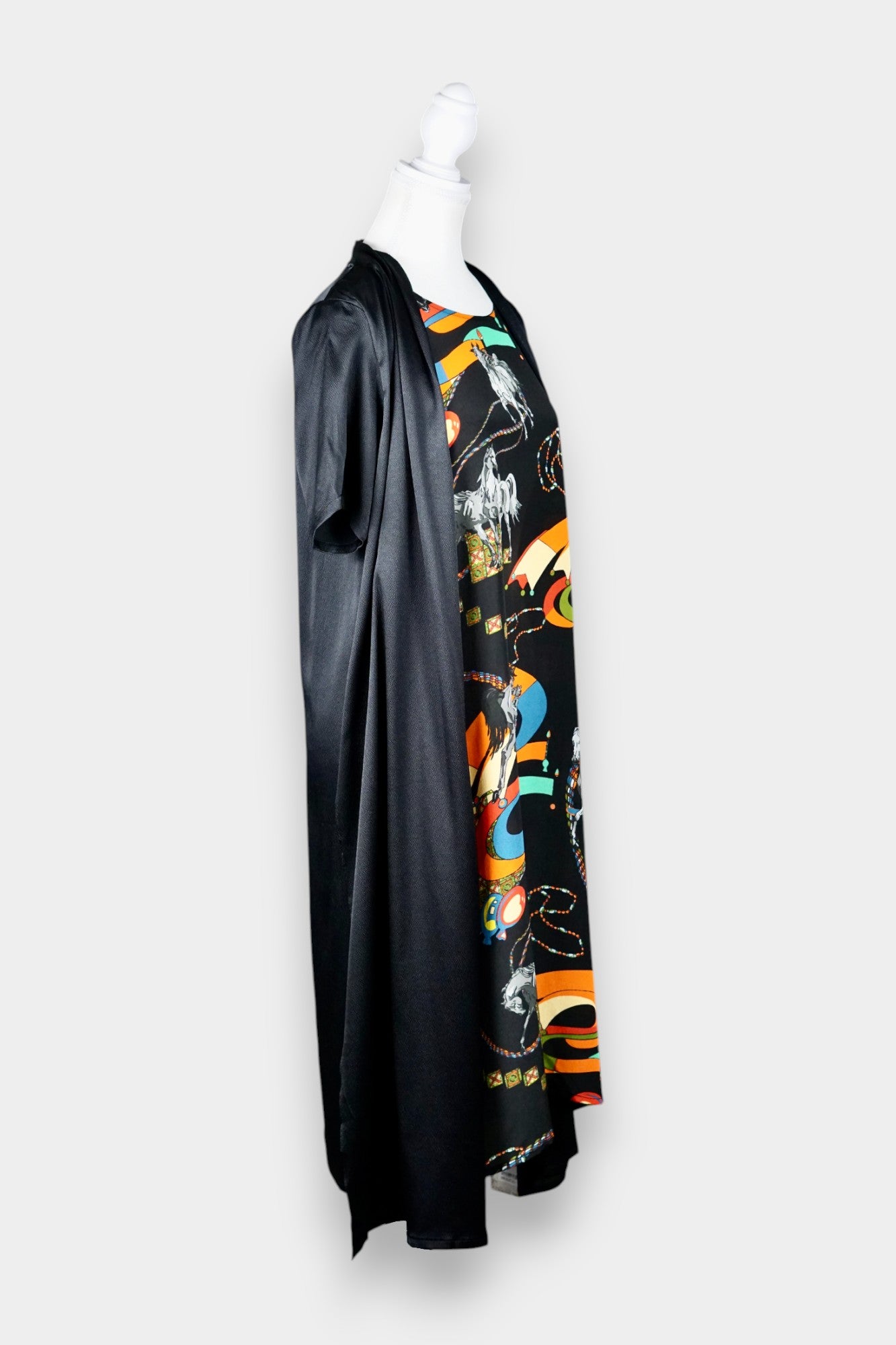 Printed Silk Tunic Dress with Horse Motif