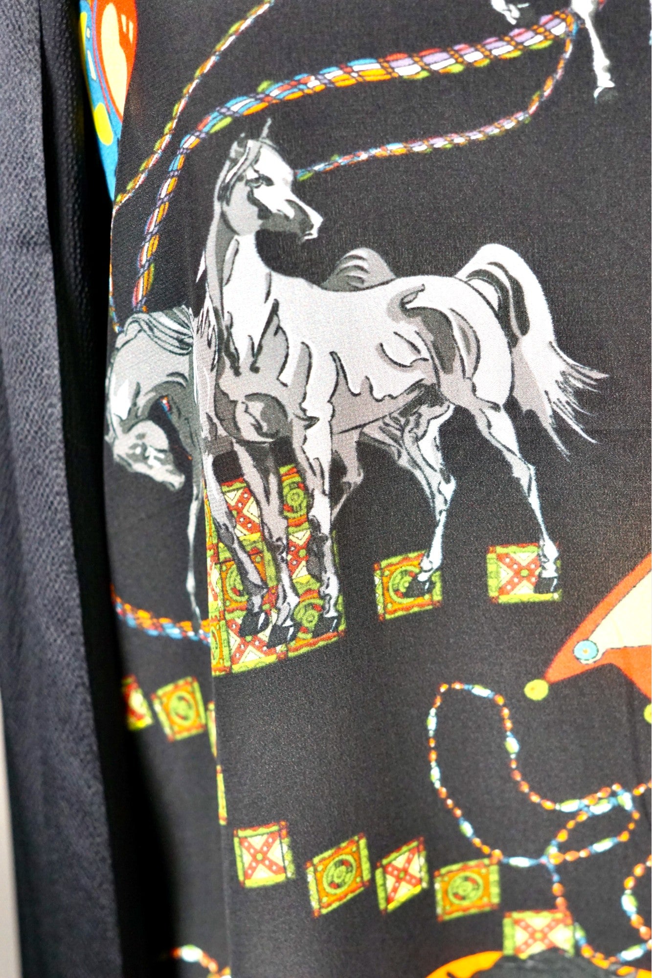 Printed Silk Tunic Dress with Horse Motif