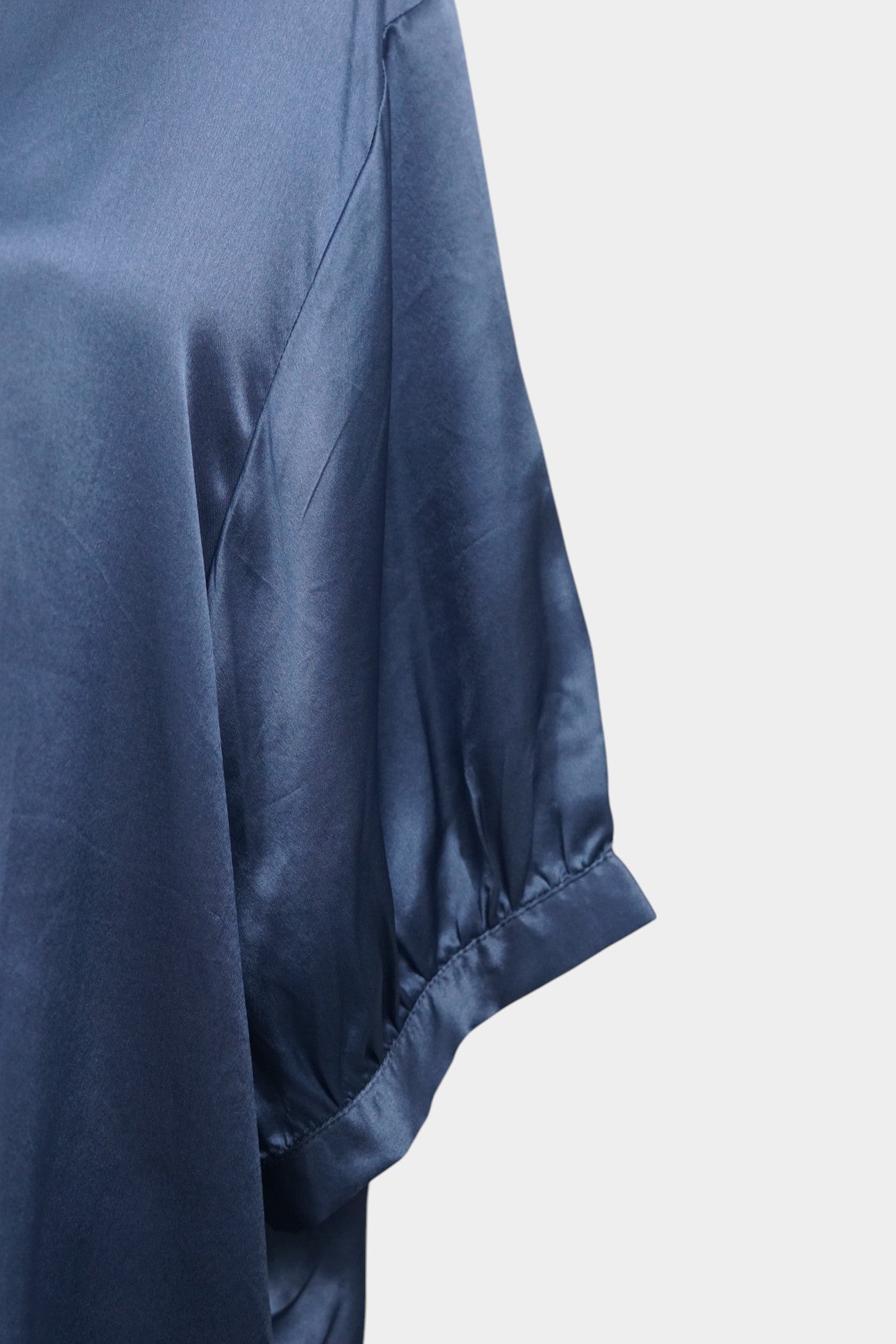Elegant Blue Mulberry Silk Top | Short-Sleeve Blouse | 100% Silk