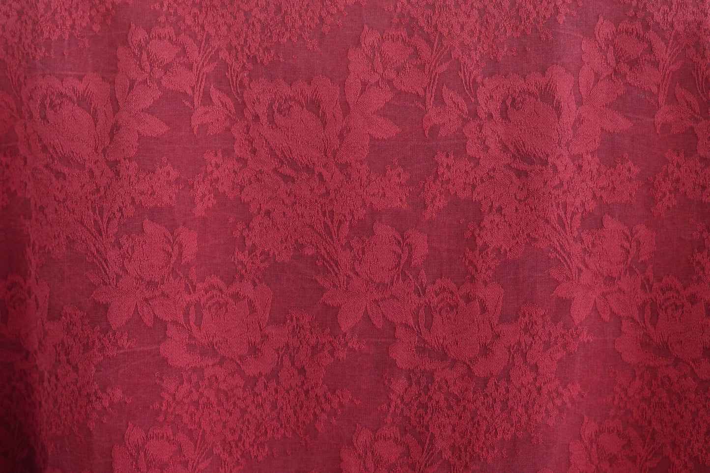 Women's vintage style mud silk blouse, cinnabar red short sleeve shirt with tonal floral pattern for summer.