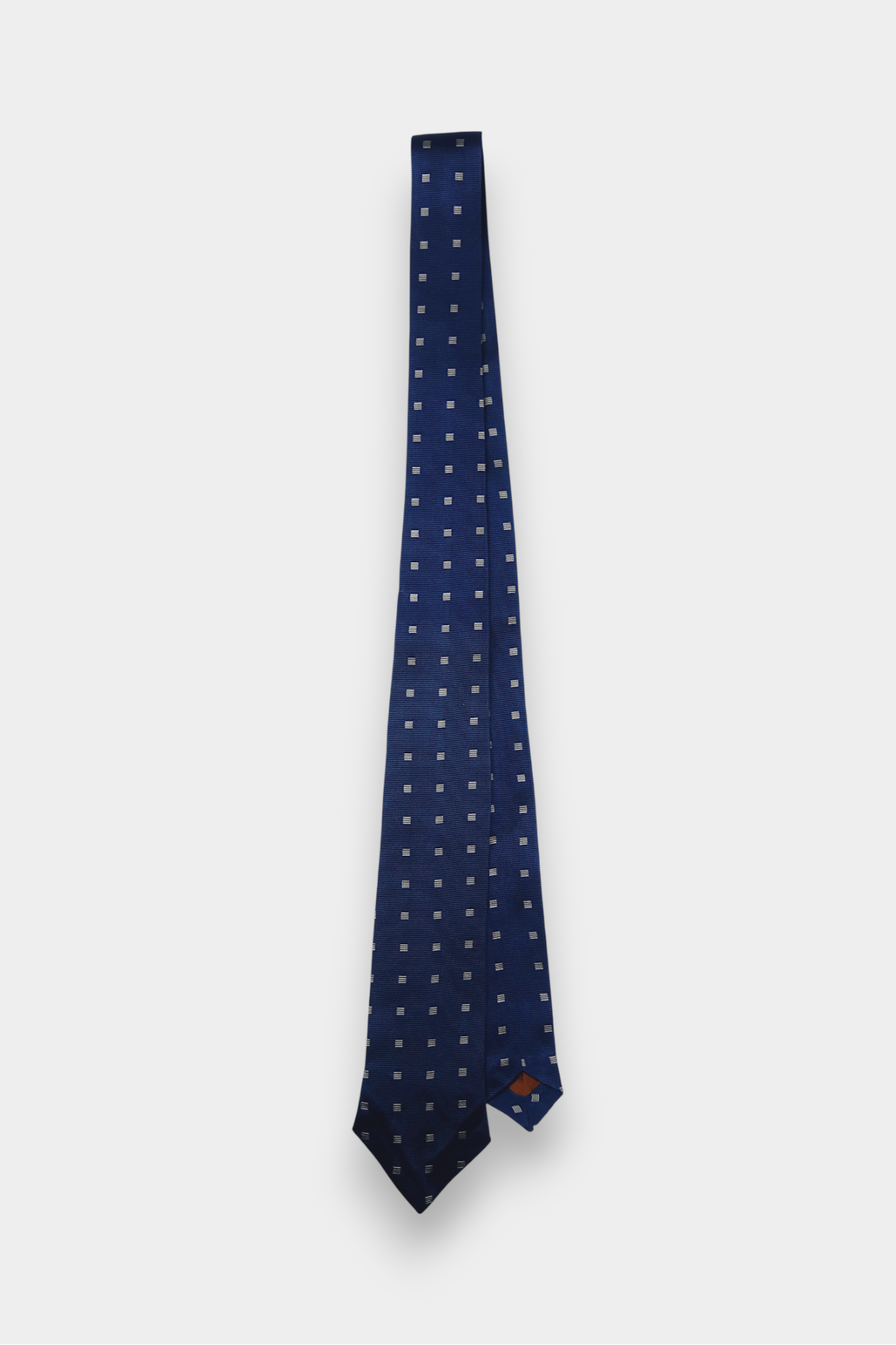 Pure Silk Woven Necktie with Micro-Geometric Pattern in Navy
