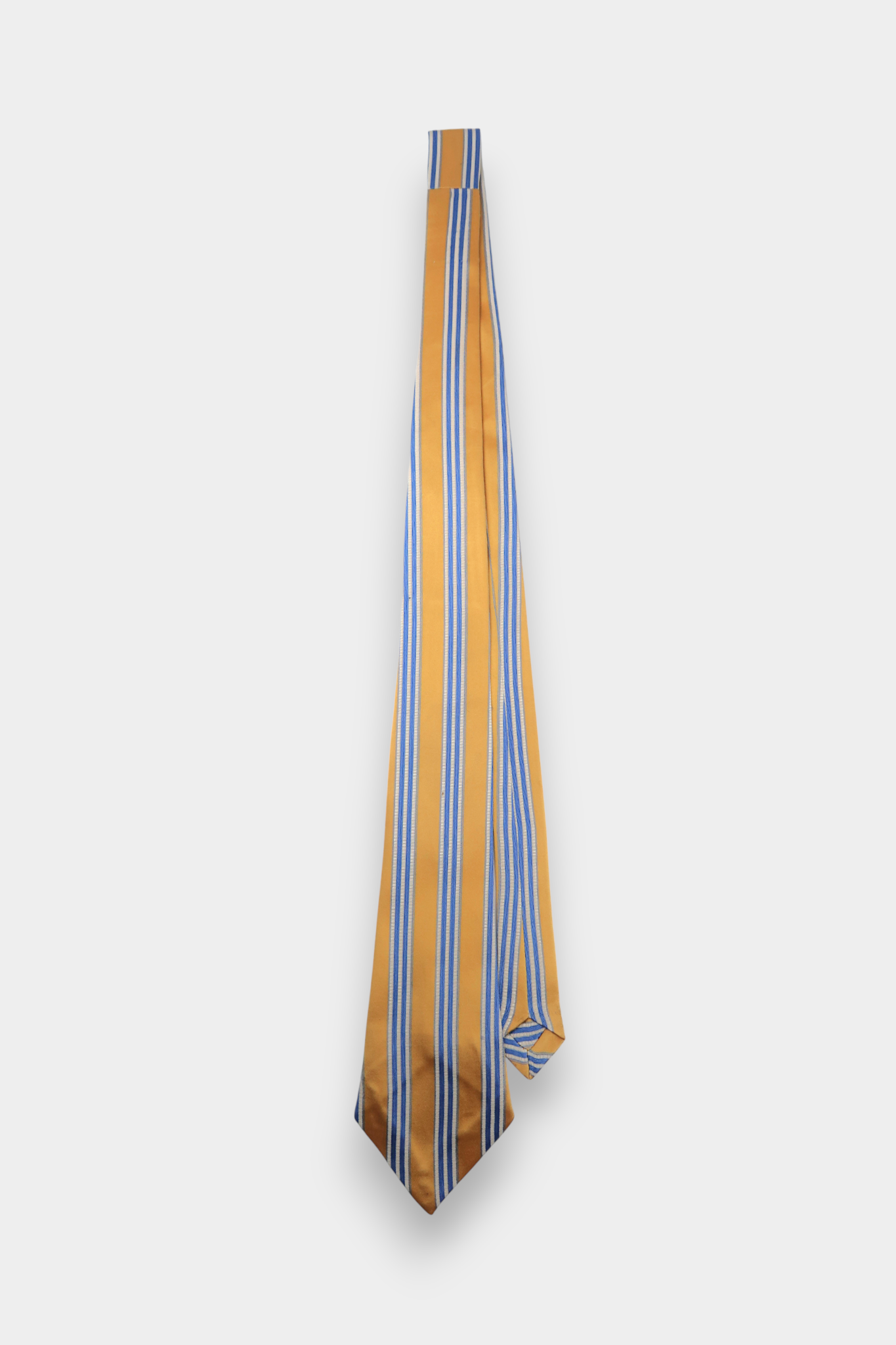 Pure Silk Woven Tie with Yellow & Blue Stripe