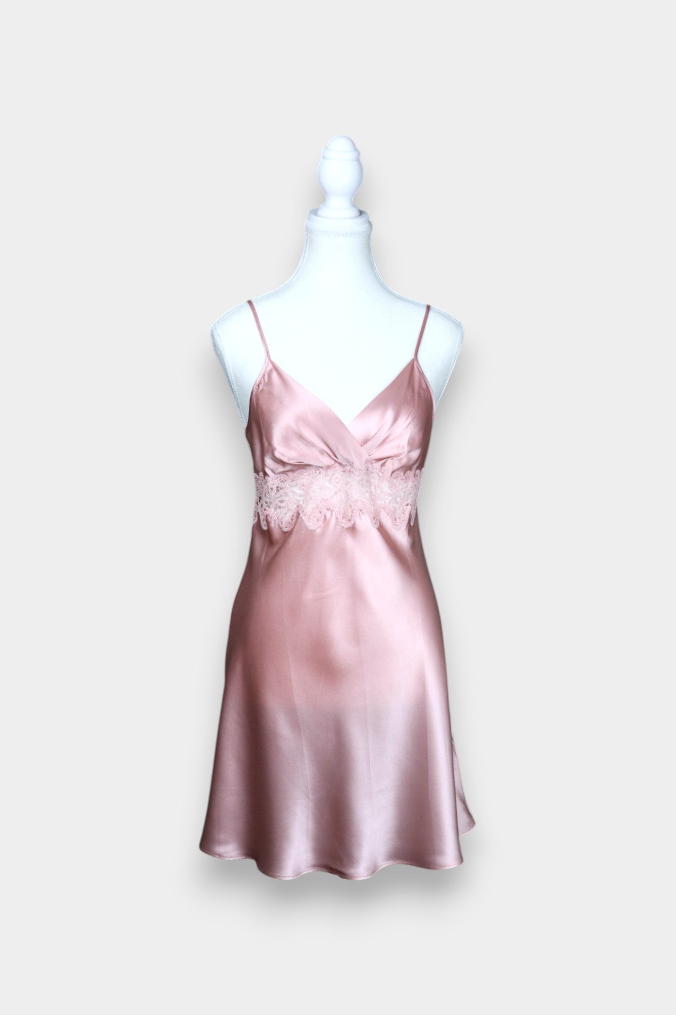 Silk Satin Loungewear Set | Lace Trim Camisole & Robe in Dusty Pink