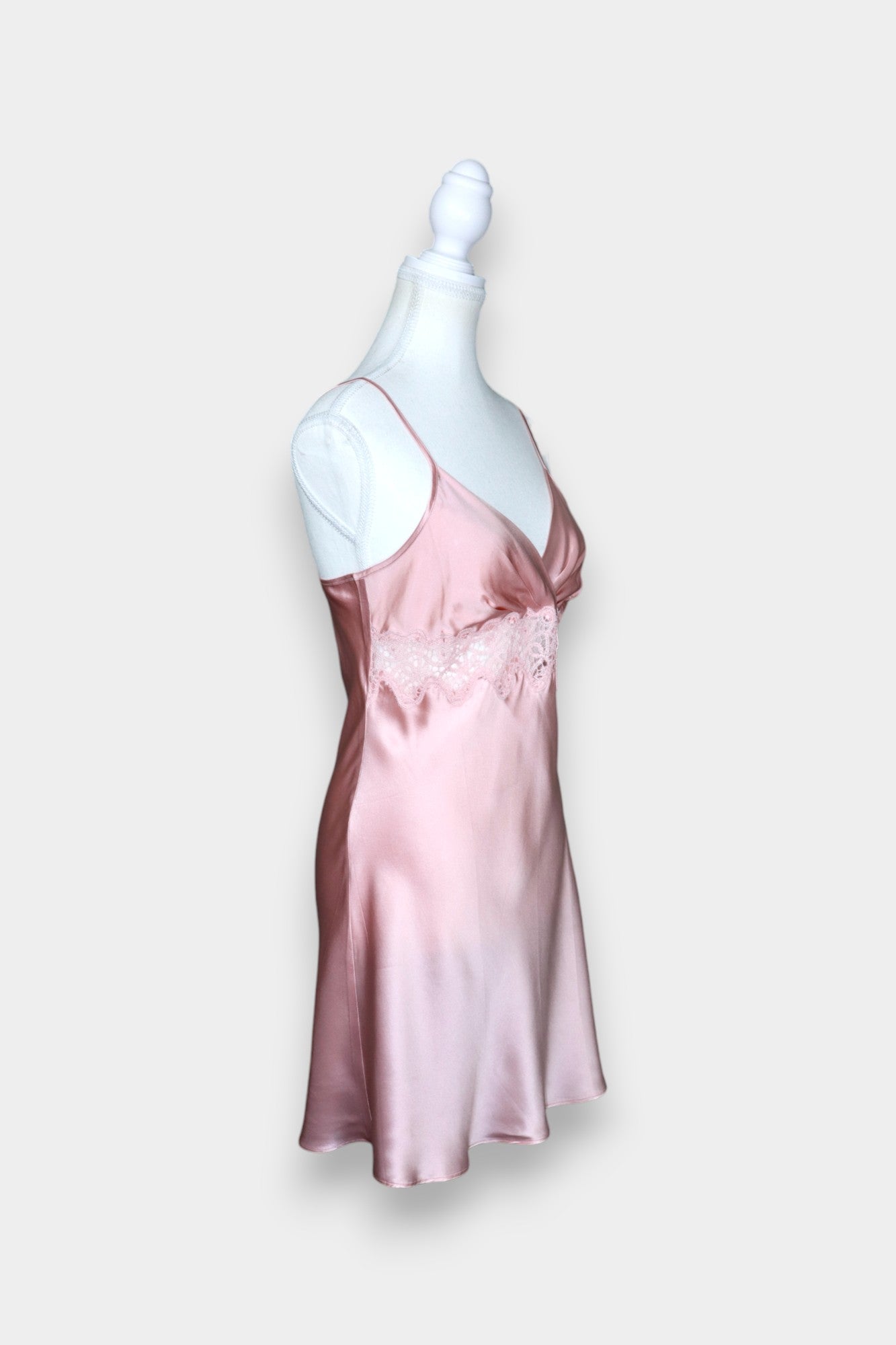 Silk Satin Loungewear Set | Lace Trim Camisole & Robe in Dusty Pink