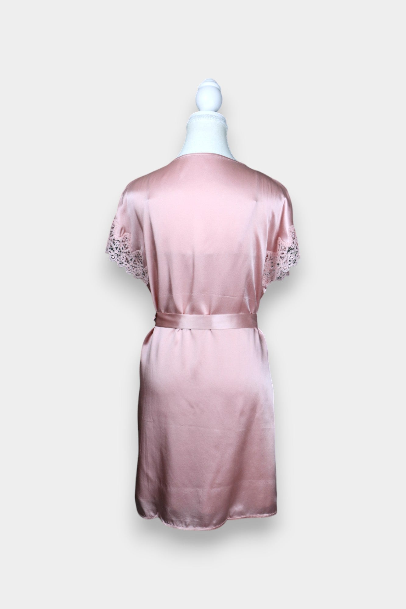 Silk Satin Loungewear Set | Lace Trim Camisole & Robe in Dusty Pink