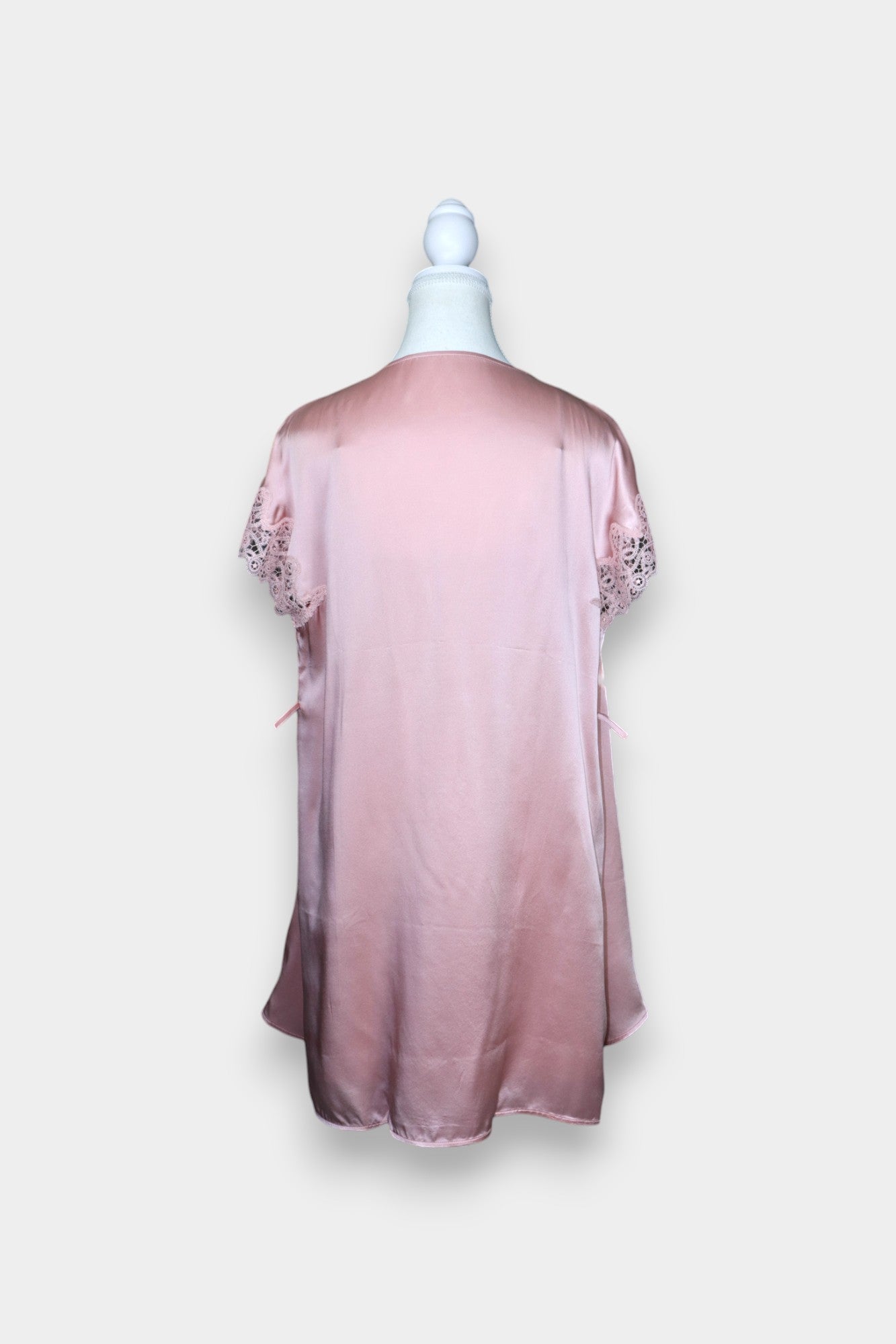 Silk Satin Loungewear Set | Lace Trim Camisole & Robe in Dusty Pink