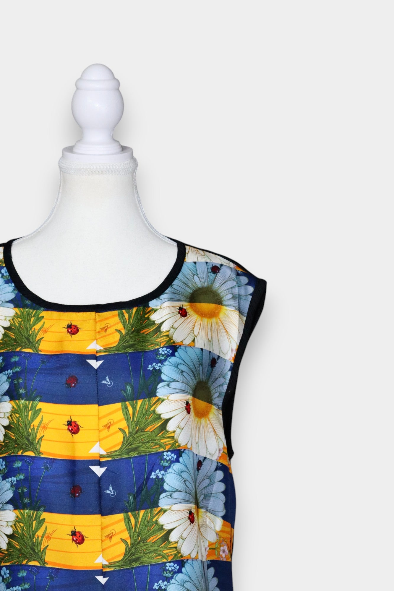 Printed Silk Sleeveless Top with Garden Patchwork