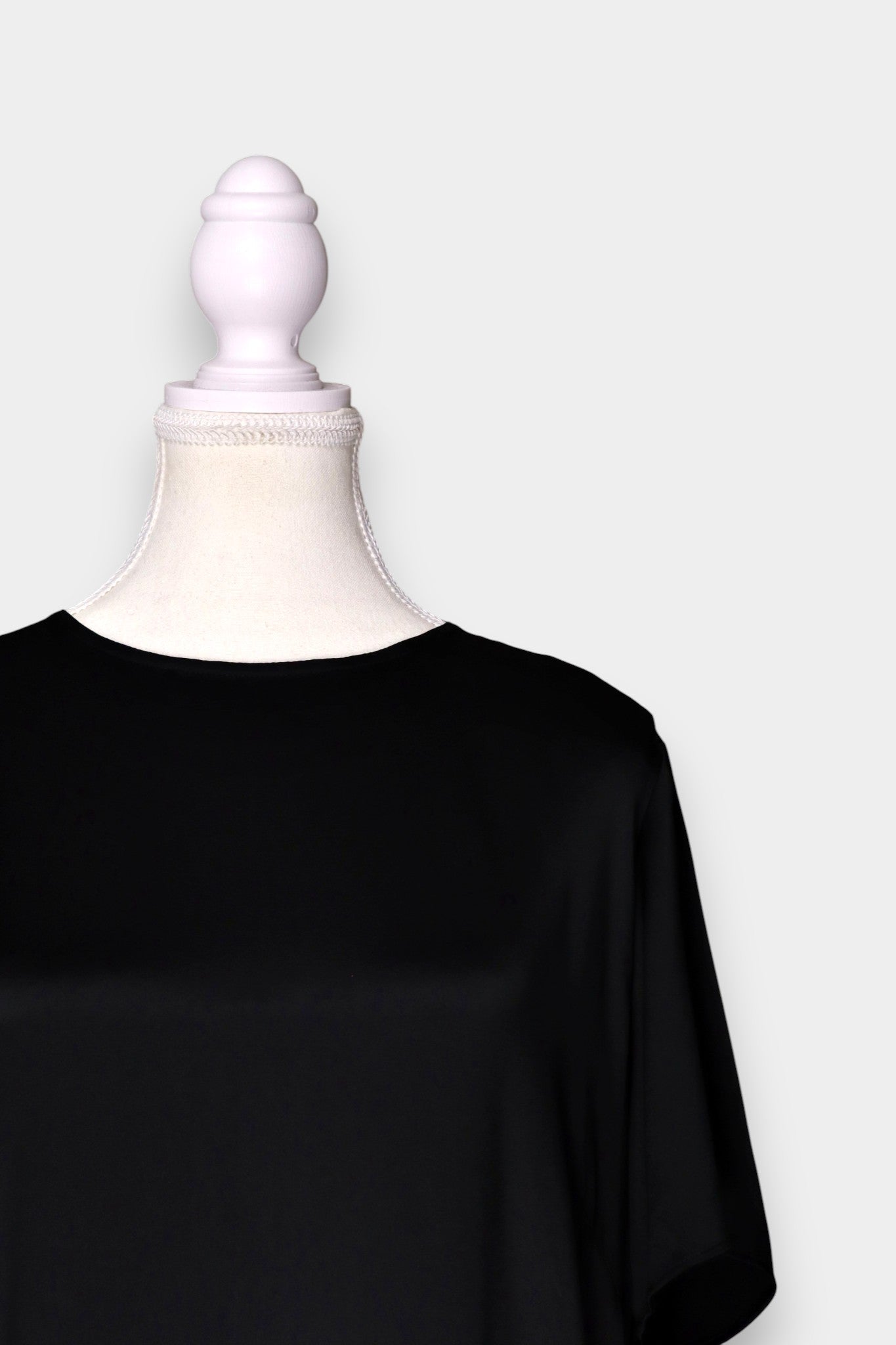 Handmade Black Mulberry Silk Swing Dress | Short Sleeve A-Line Mini
