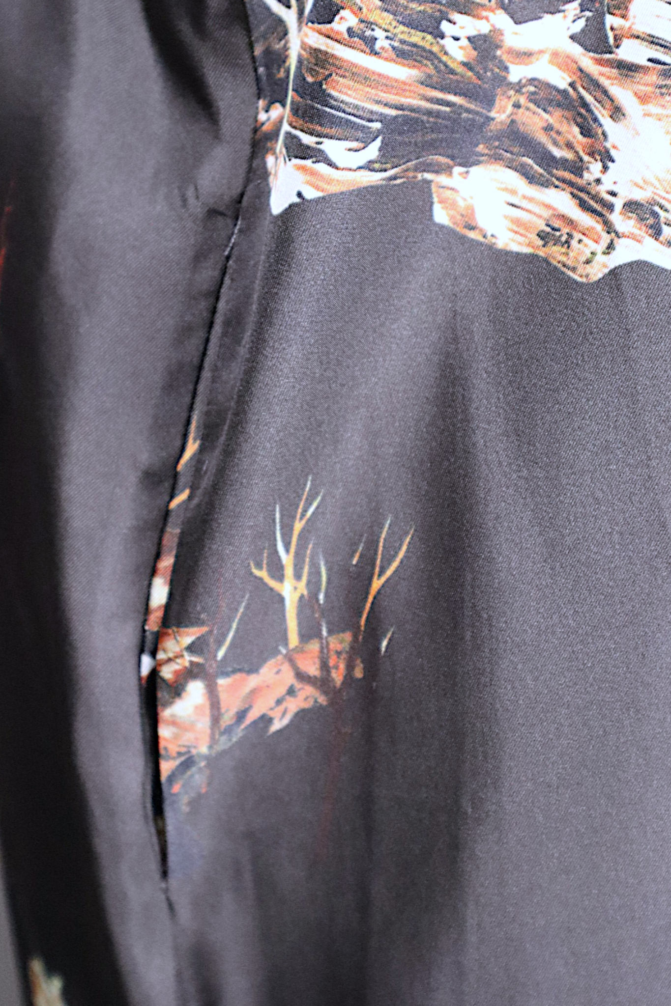 Mulberry Silk Forest Print Cap-Sleeve Shirt Dress
