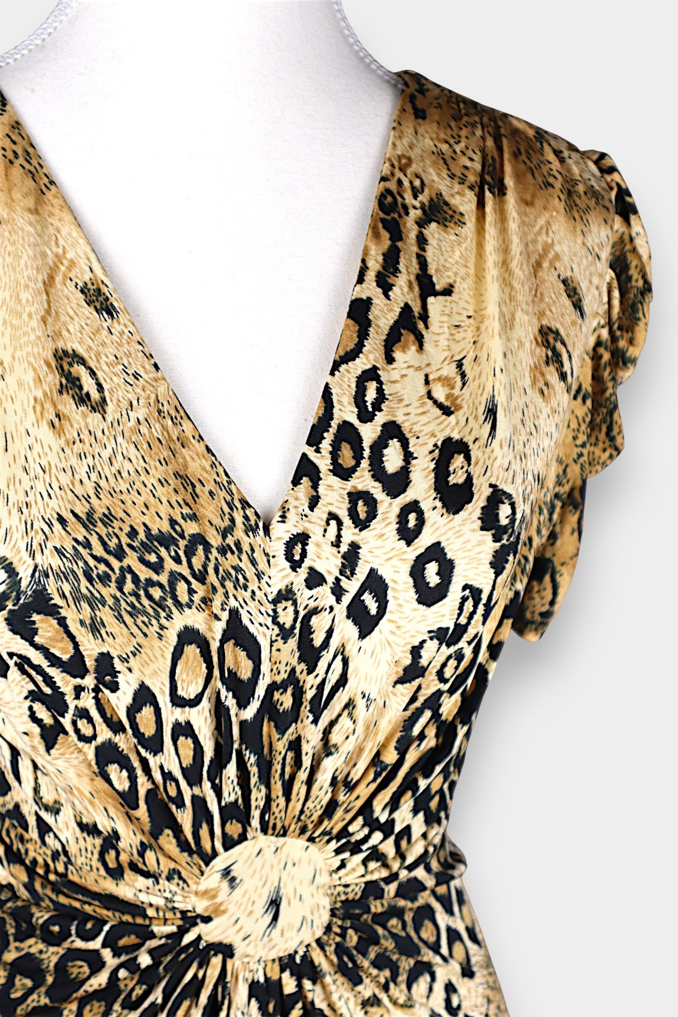 Mulberry Silk Leopard Print V-Neck Dress