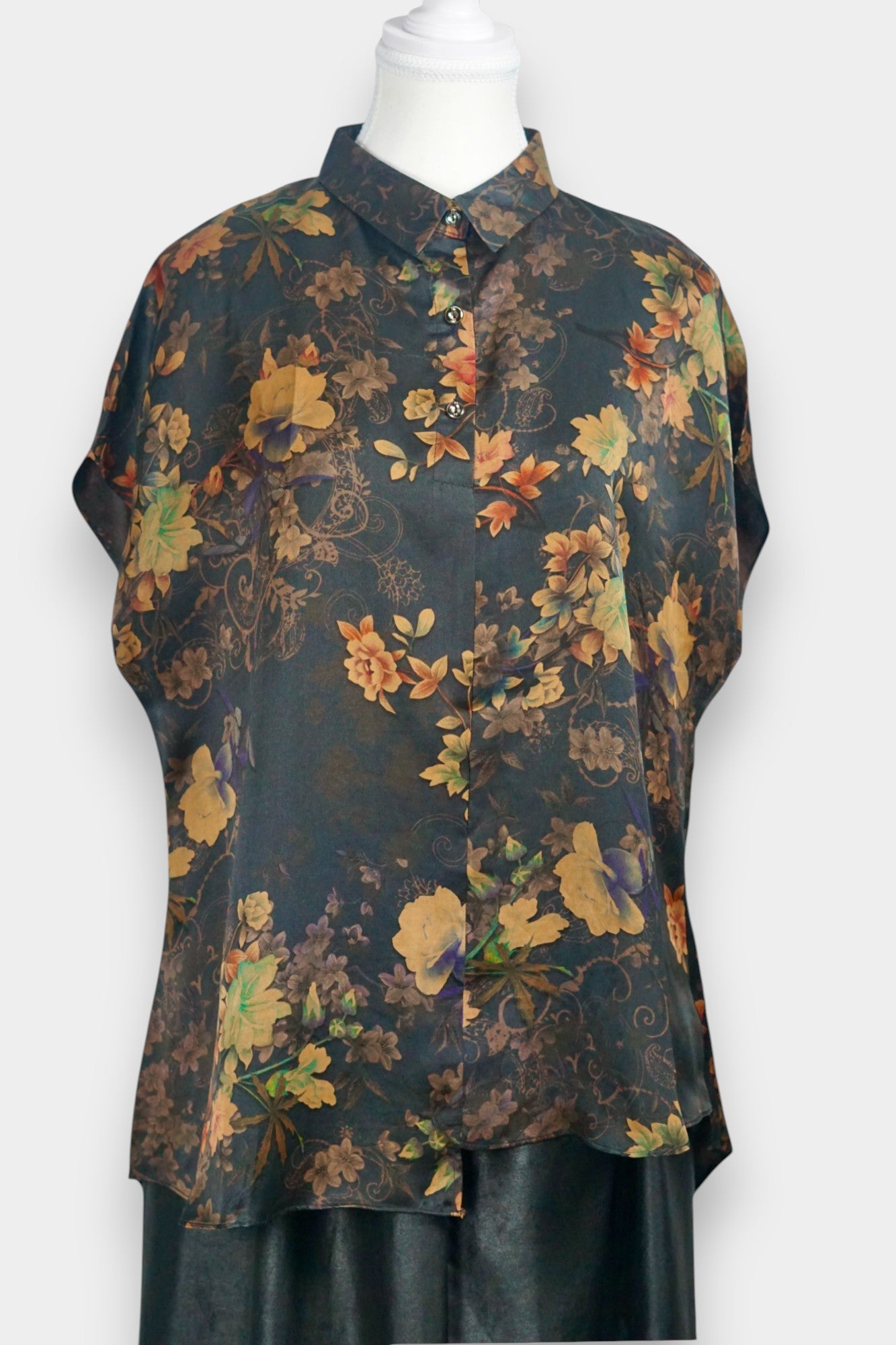 Handcrafted Gambiered Guangdong Gauze Silk Shirt | 100% Mulberry Silk Blouse