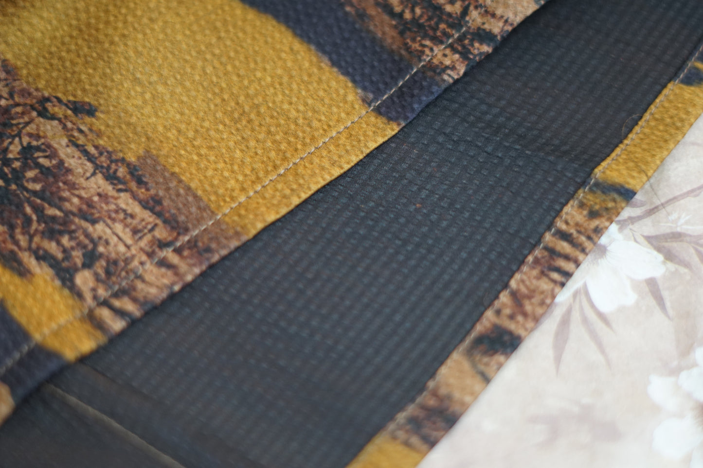 Handcrafted Gambiered Guangdong Gauze Silk Wrap Top | Brown & Black