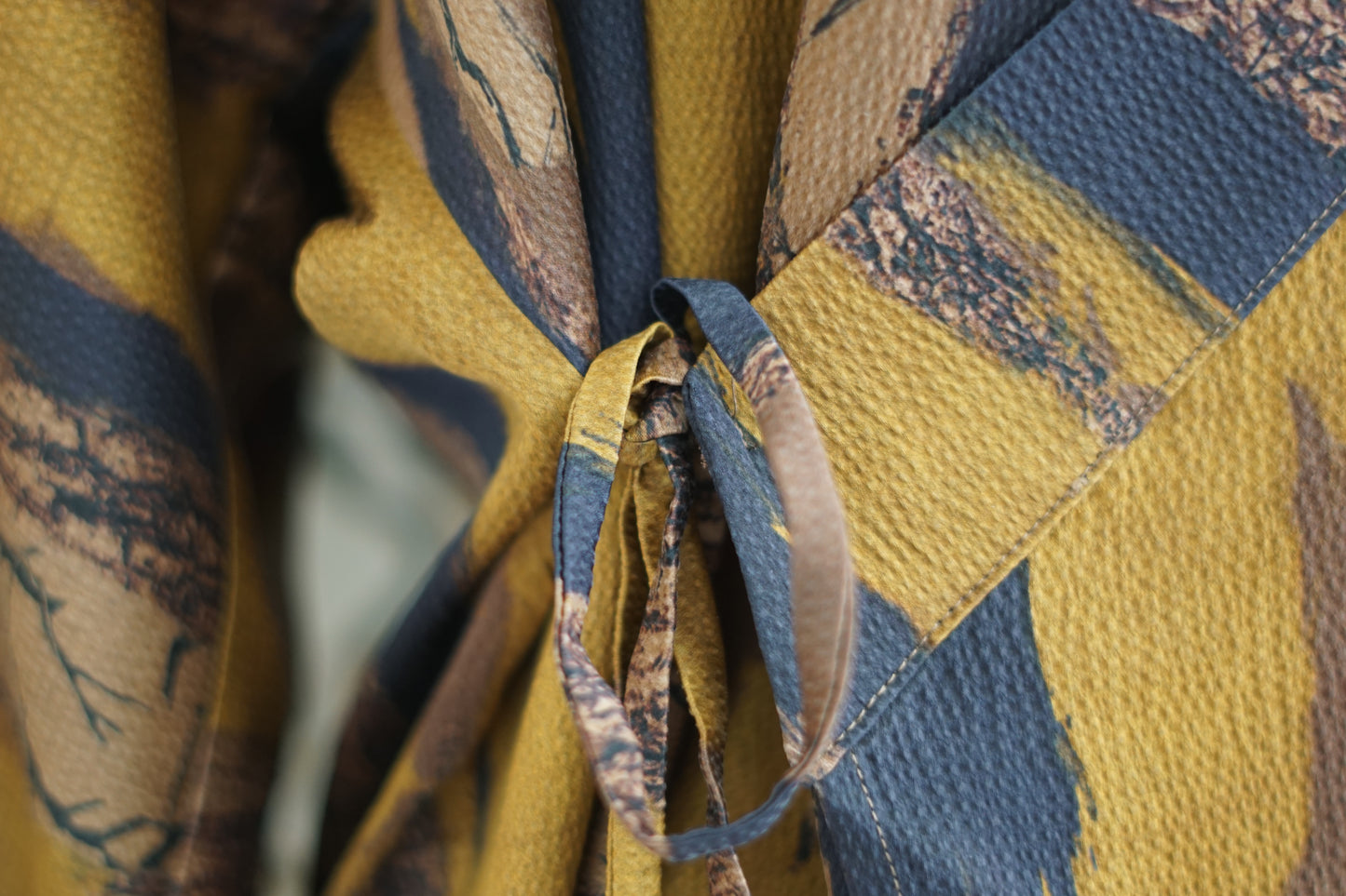 Handcrafted Gambiered Guangdong Gauze Silk Wrap Top | Brown & Black