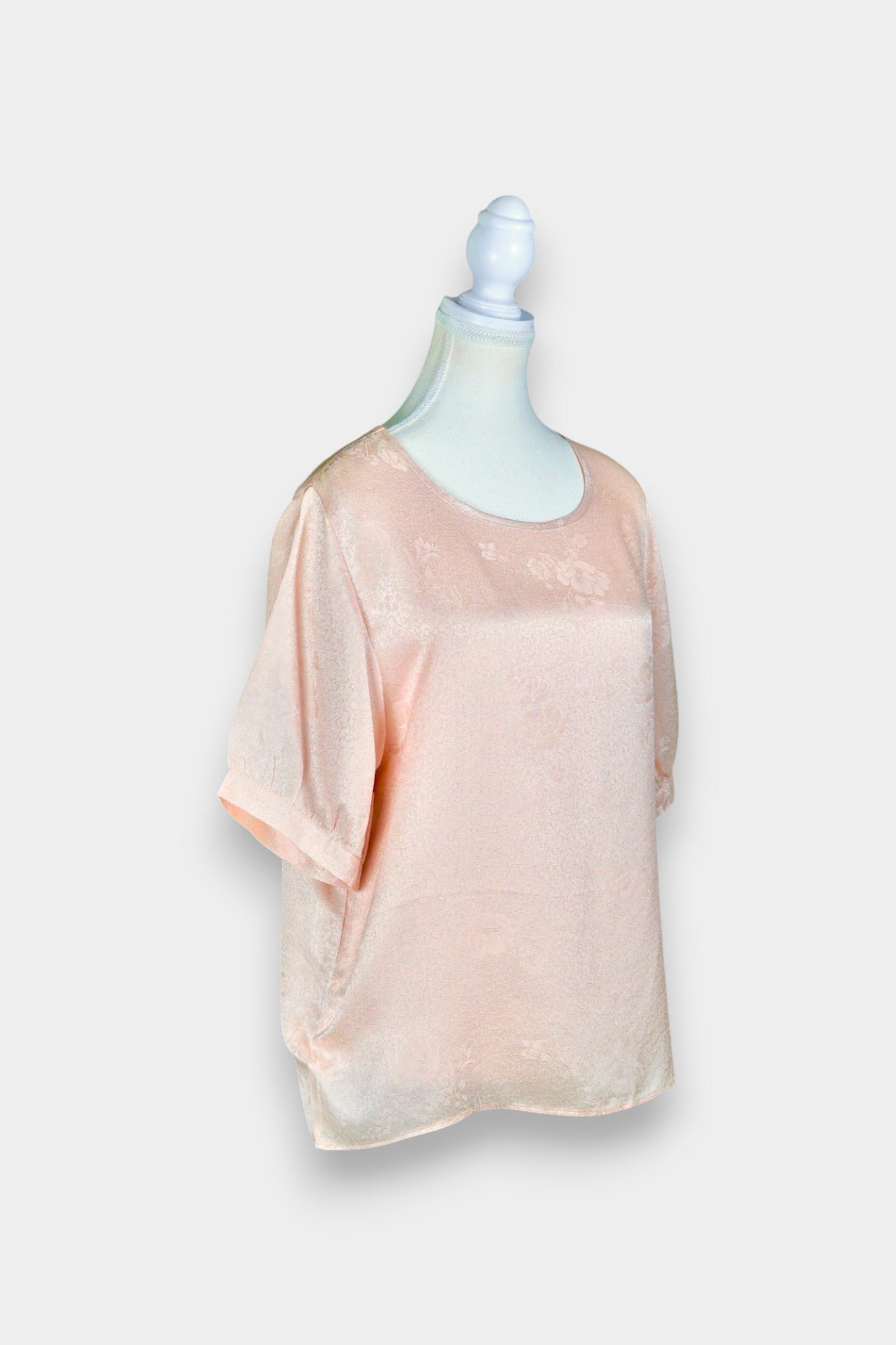 Handmade Mulberry Silk Blouse | Pink Floral Jacquard