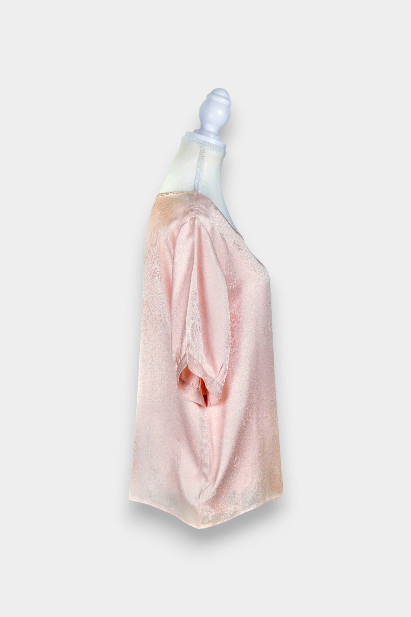 Handmade Mulberry Silk Blouse | Pink Floral Jacquard