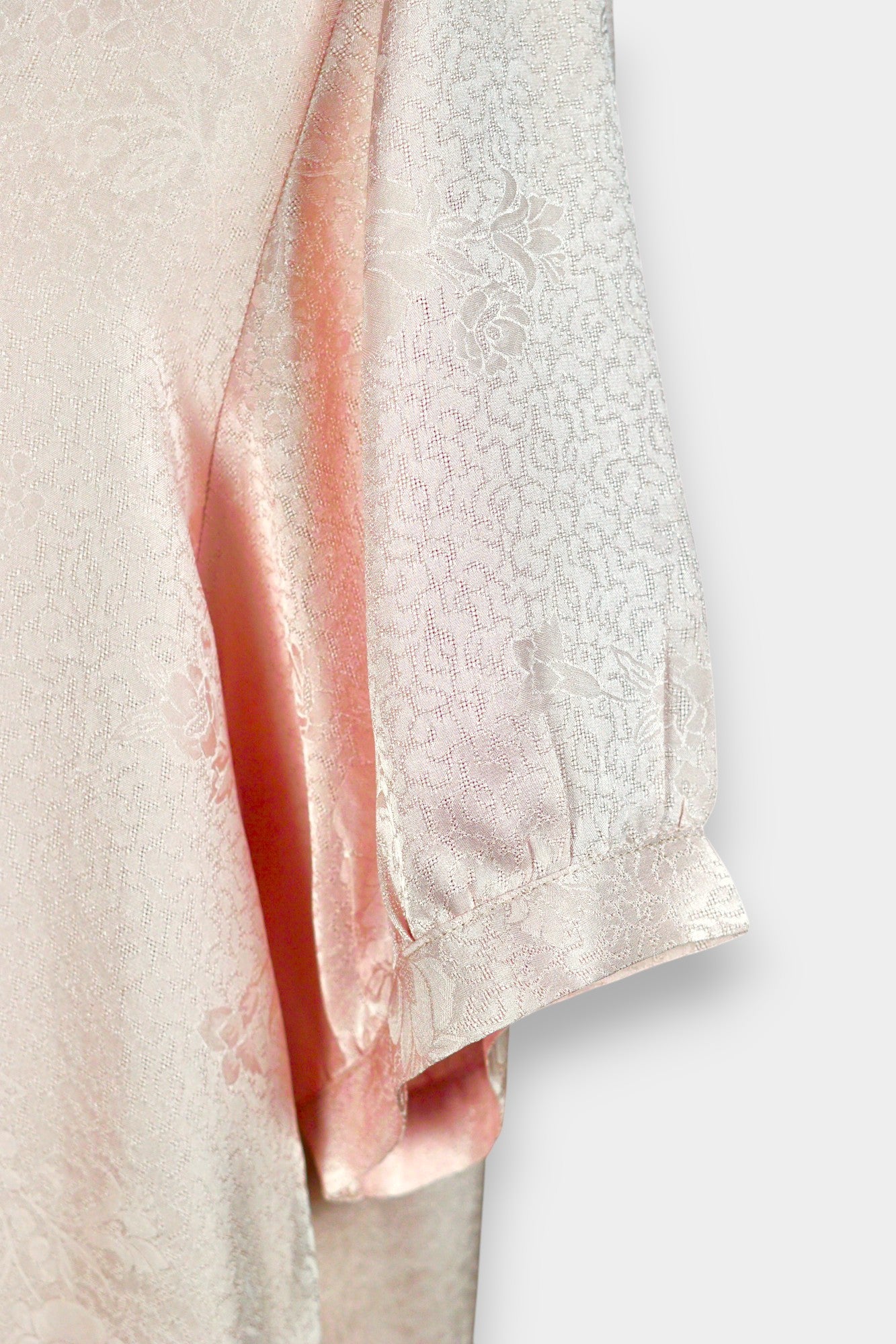 Handmade Mulberry Silk Blouse | Pink Floral Jacquard