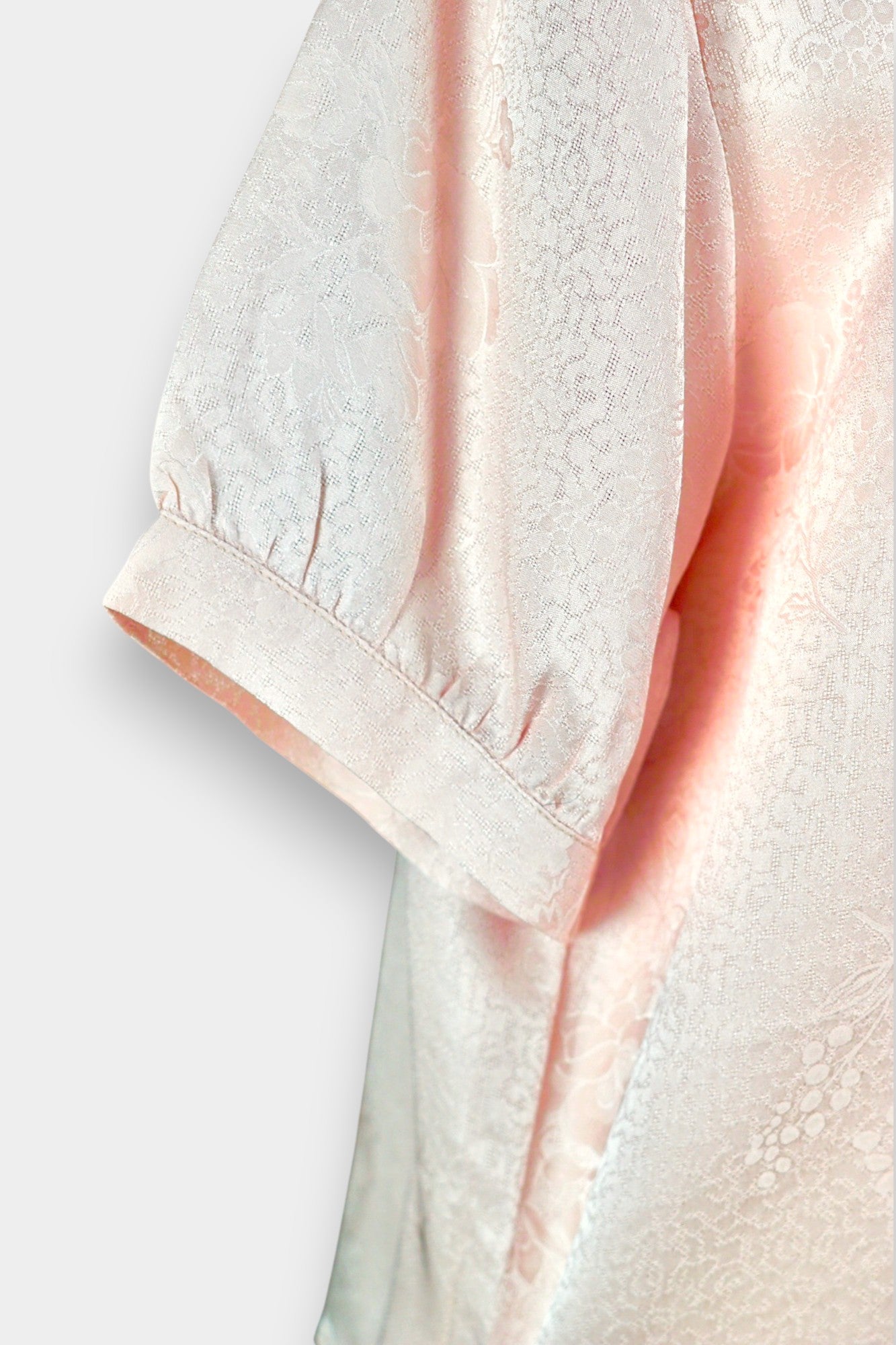 Handmade Mulberry Silk Blouse | Pink Floral Jacquard