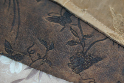 Women's reversible A-line skirt made from bronze Gambiered Guangdong Gauze silk with traditional phoenix patterns.