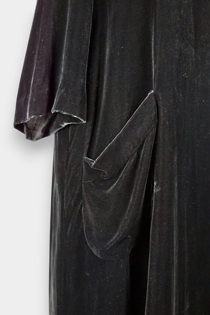 Mulberry Silk Velvet V-Neck Relaxed Dress