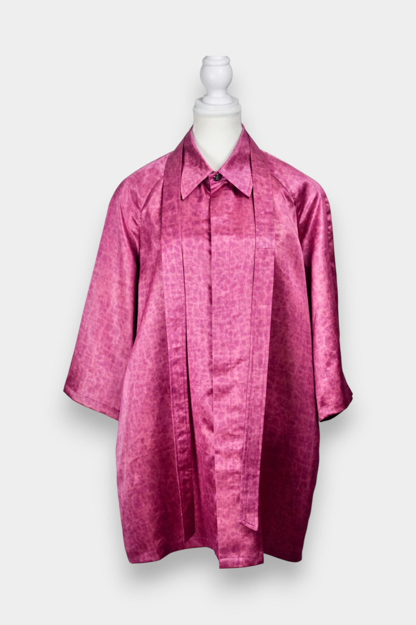 Handmade Gambiered Guangdong Gauze Silk Coat Dress | Hot Pink