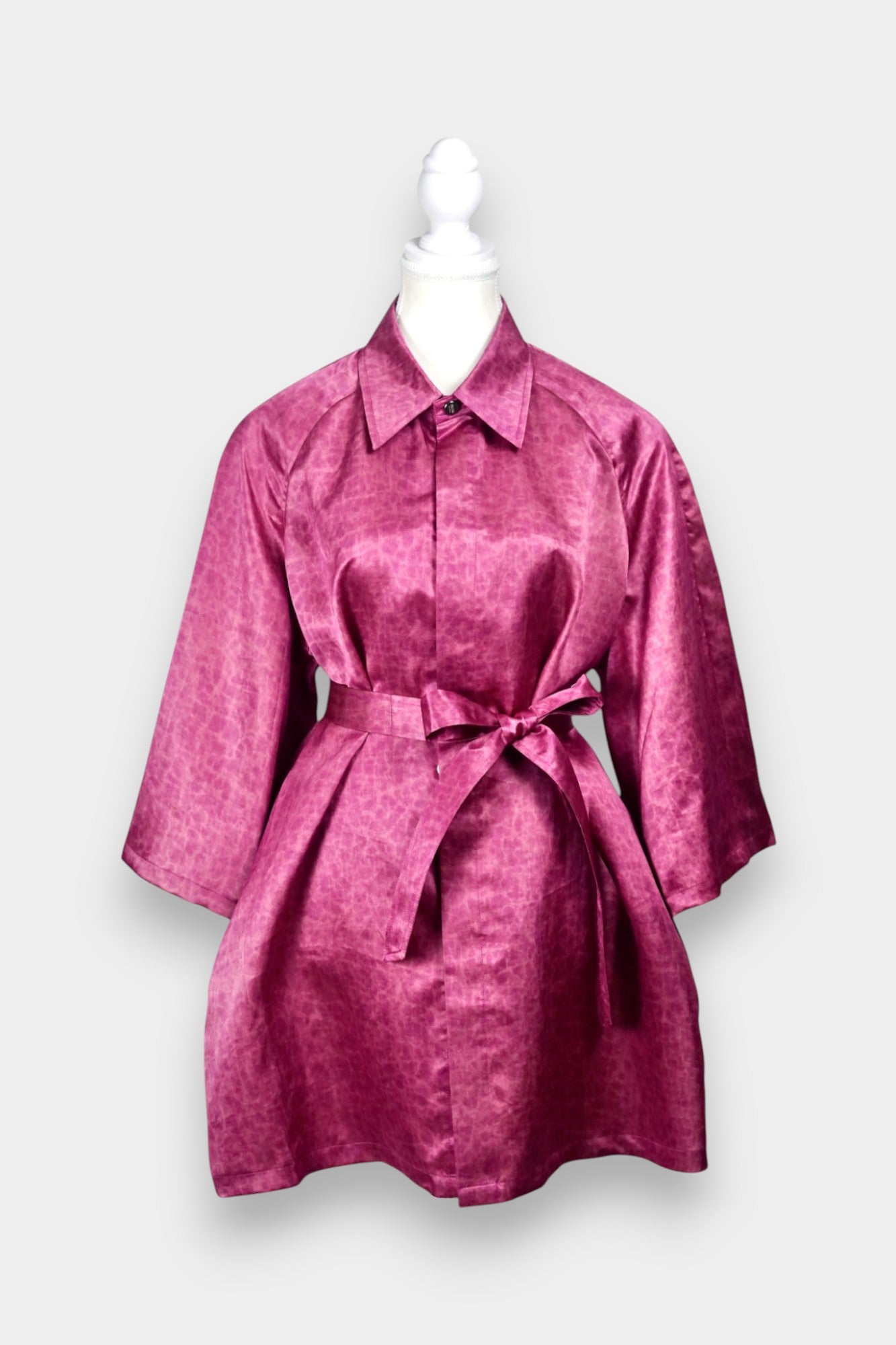 Handmade Gambiered Guangdong Gauze Silk Coat Dress | Hot Pink