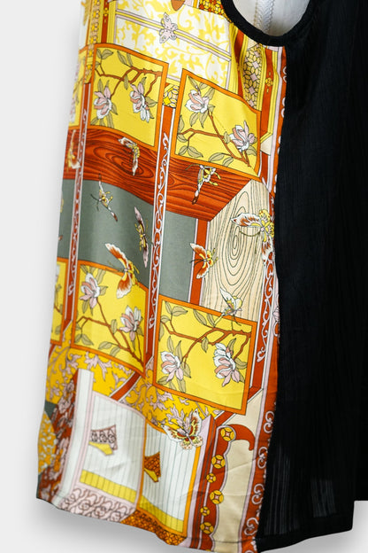 Handmade Mulberry Silk Sleeveless Top | Abstract Art Print