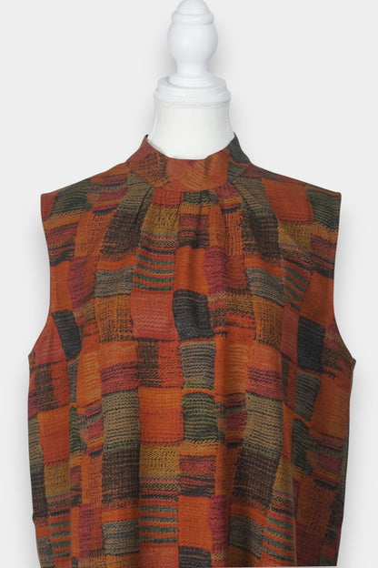 Handcrafted Gambiered Guangdong Gauze Silk Sleeveless Top | 100% Mulberry Silk