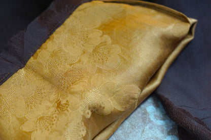 Gambiered Guangdong Gauze Silk Trousers | Tonal Floral Jacquard