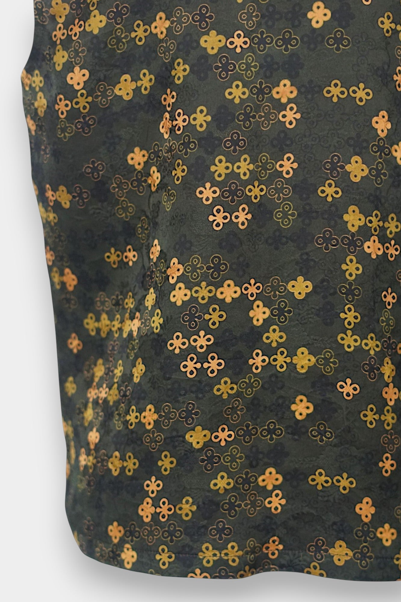 Gambiered Guangdong Gauze Silk Sleeveless Top | Geometric Jacquard