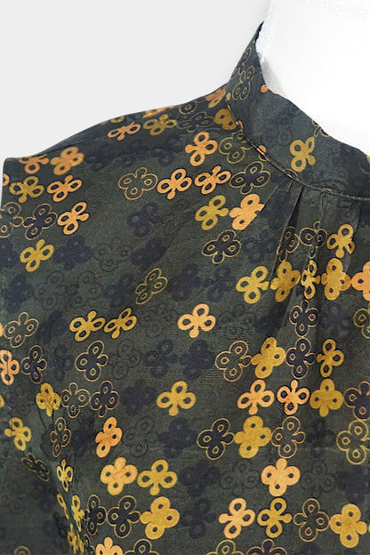 Gambiered Guangdong Gauze Silk Sleeveless Top | Geometric Jacquard