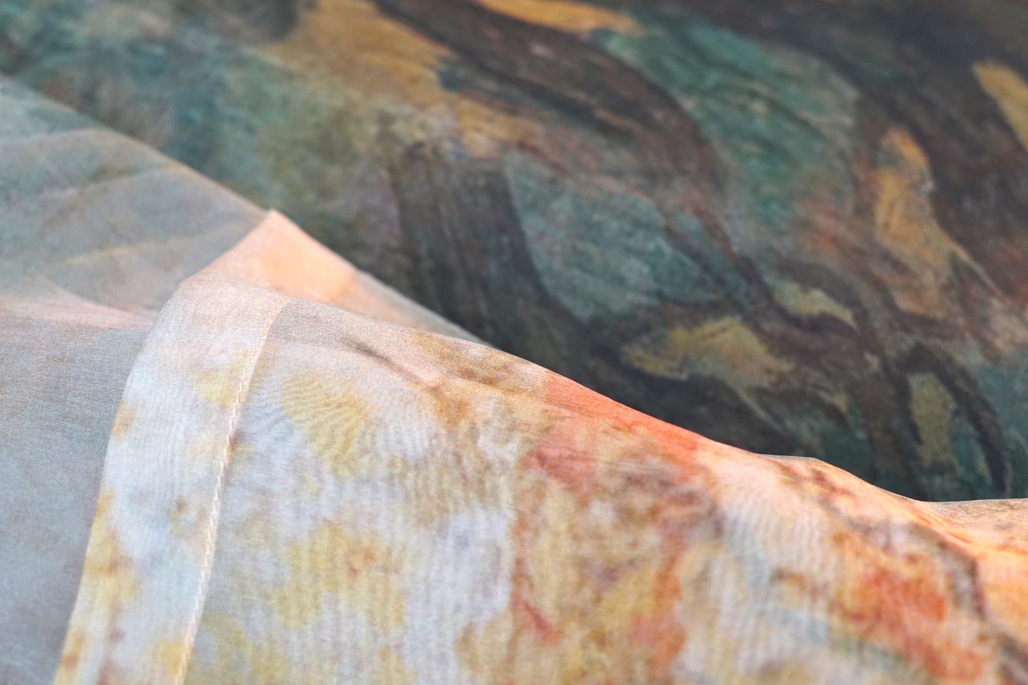 Mulberry Silk Organza Jacket | Scenic Print Cardigan