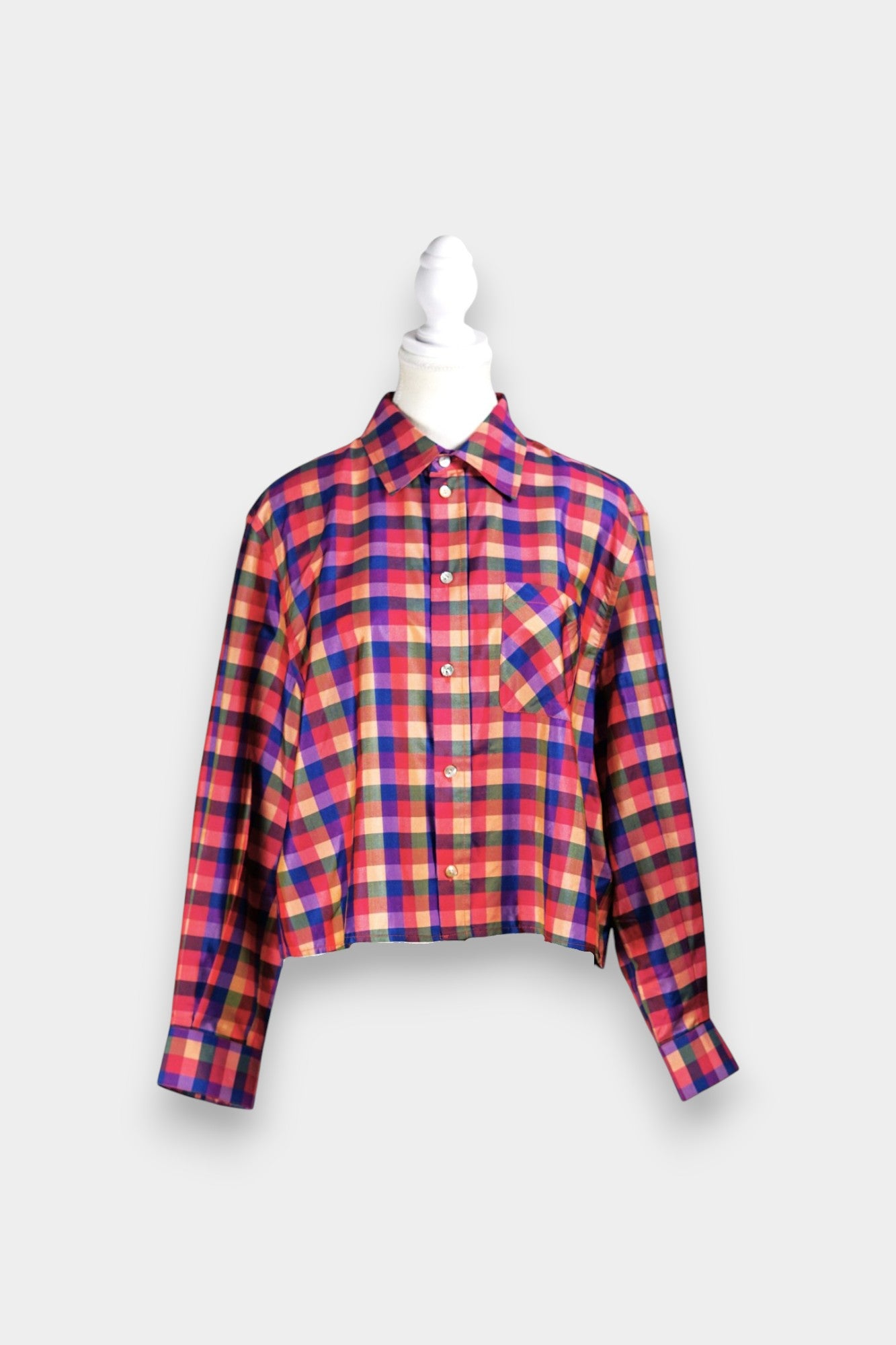 Tussah Silk Plaid Shirt | Multi-Colour Long Sleeve