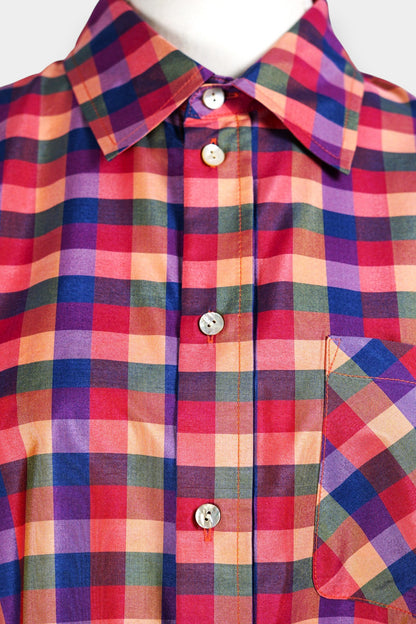 Tussah Silk Plaid Shirt | Multi-Colour Long Sleeve