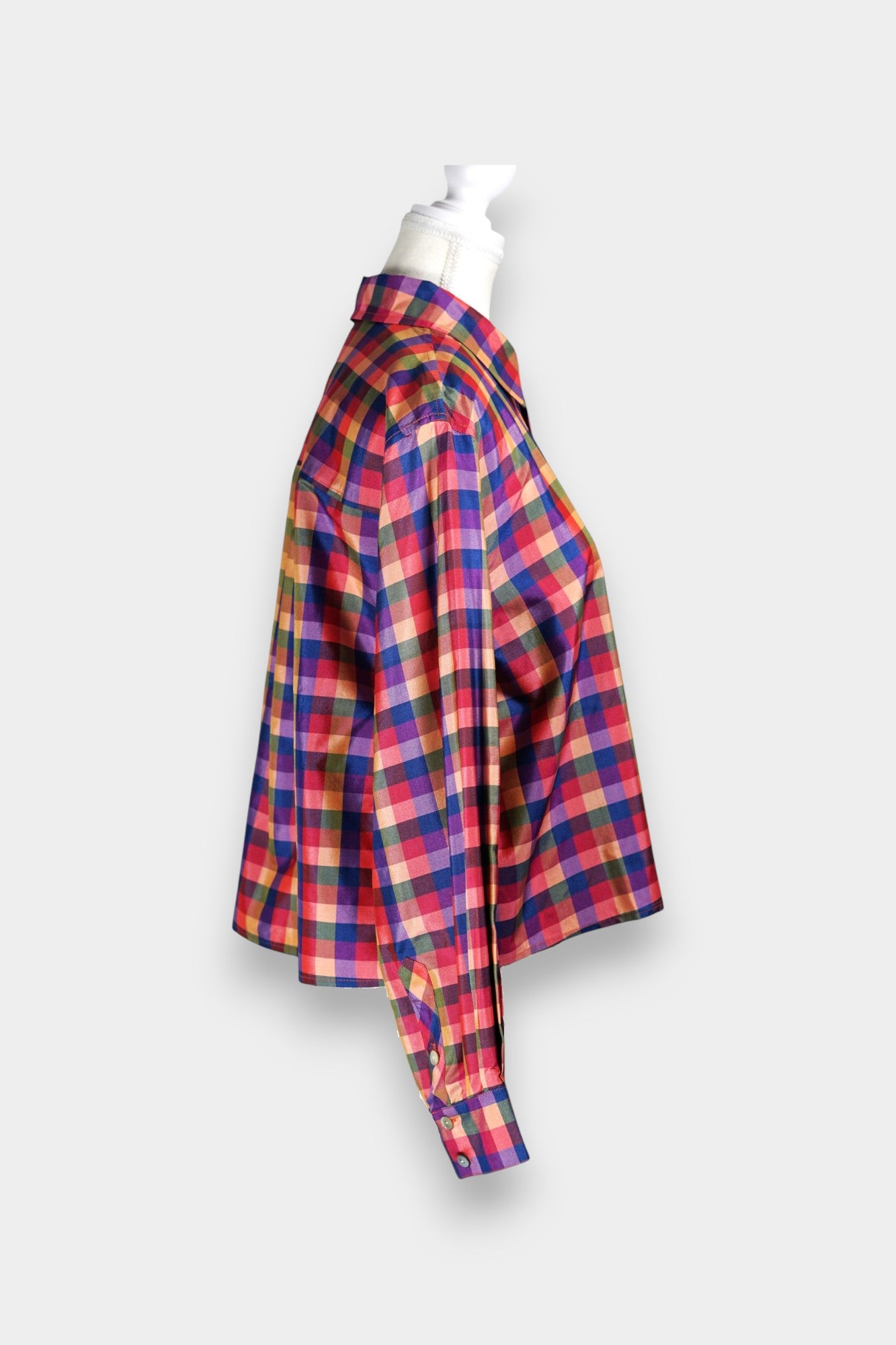 Tussah Silk Plaid Shirt | Multi-Colour Long Sleeve