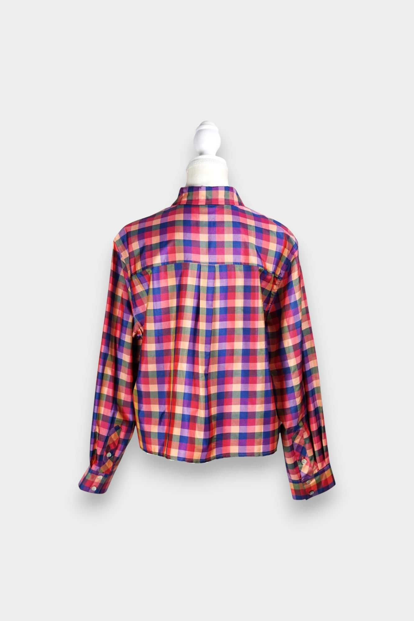 Tussah Silk Plaid Shirt | Multi-Colour Long Sleeve