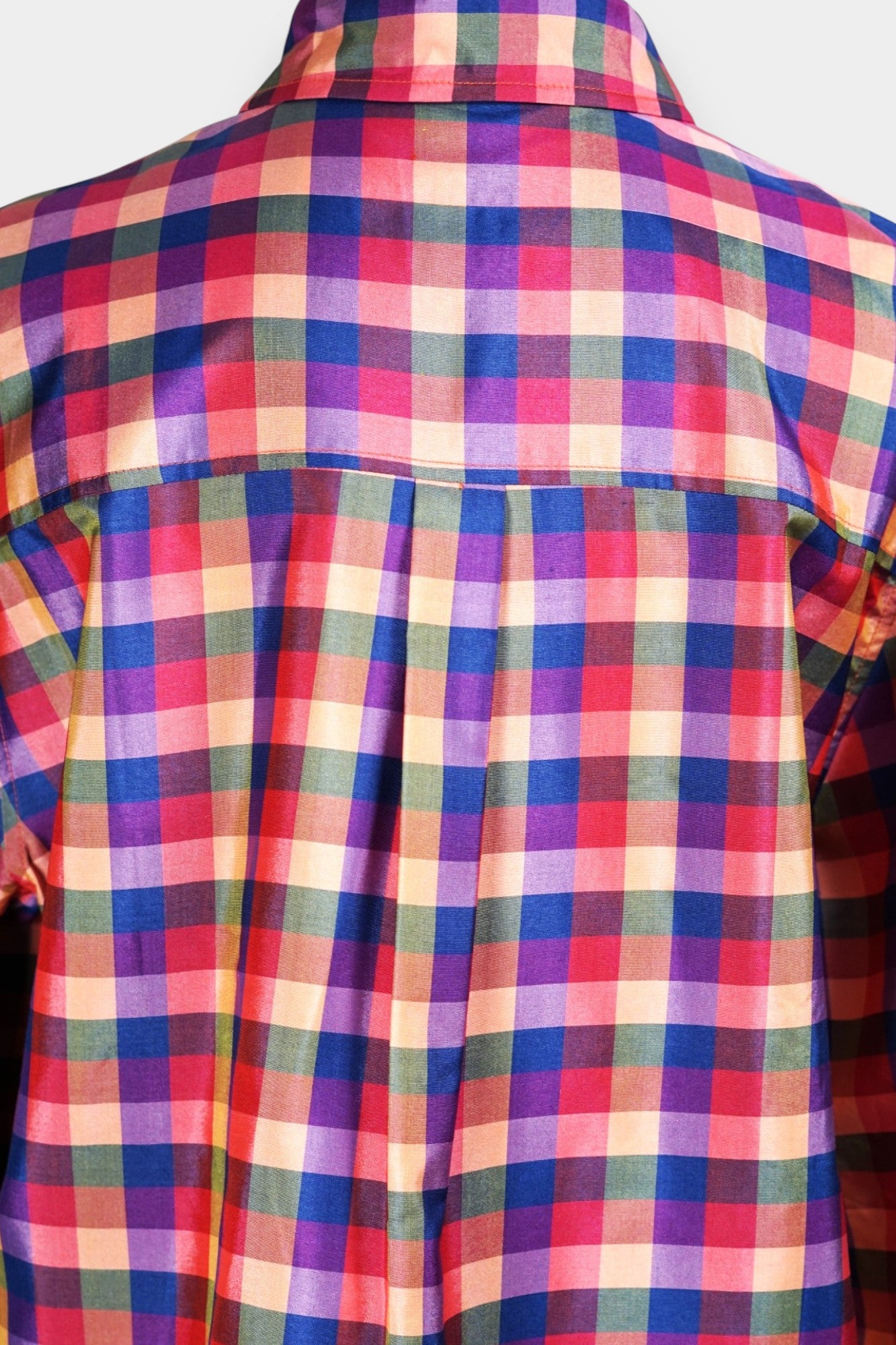 Tussah Silk Plaid Shirt | Multi-Colour Long Sleeve