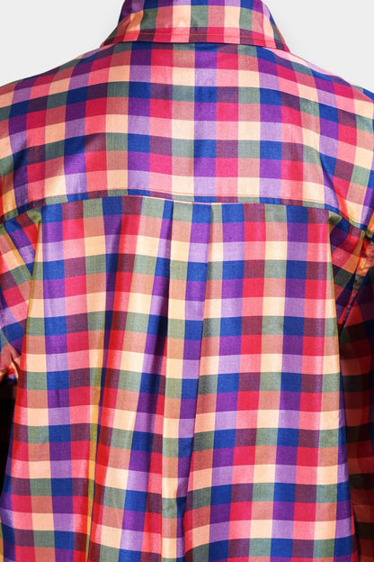 Tussah Silk Plaid Shirt | Multi-Colour Long Sleeve