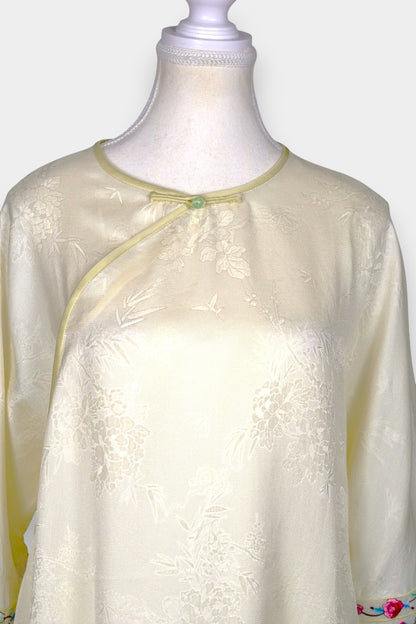 Mulberry Silk Blouse | Hand-Embroidered Floral Sleeves | Heritage Artistry