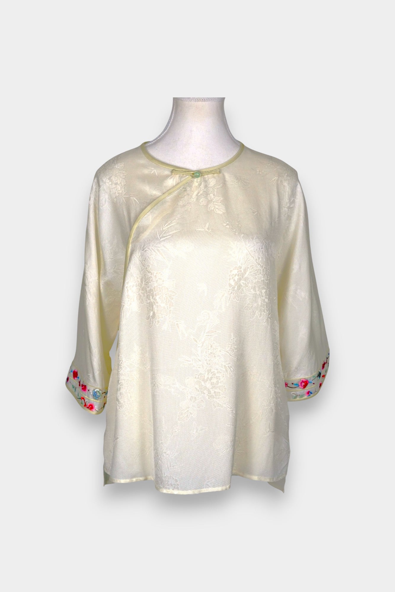 Mulberry Silk Blouse | Hand-Embroidered Floral Sleeves | Heritage Artistry