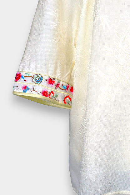 Mulberry Silk Blouse | Hand-Embroidered Floral Sleeves | Heritage Artistry