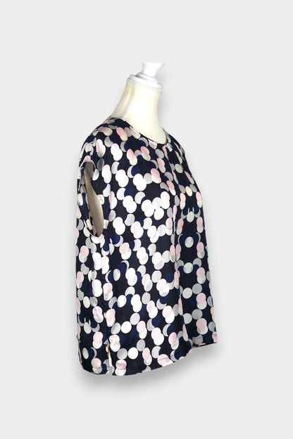 Handcrafted Mulberry Silk Sleeveless Blouse | Multi-Colour Polka Dot