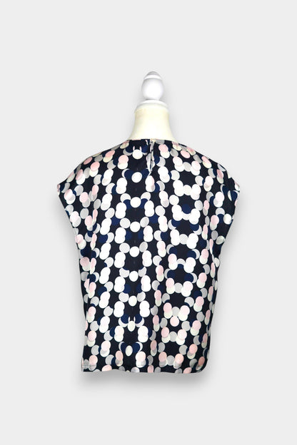 Handcrafted Mulberry Silk Sleeveless Blouse | Multi-Colour Polka Dot