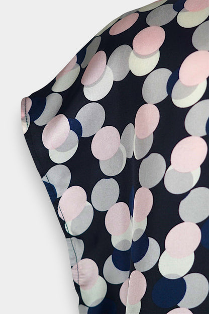 Handcrafted Mulberry Silk Sleeveless Blouse | Multi-Colour Polka Dot