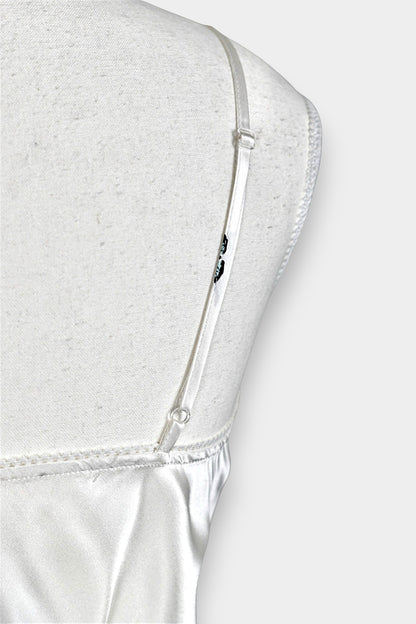 Handcrafted Mulberry Silk Slip Dress | White Butterfly Print