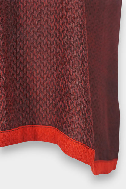 Handmade Gambiered Guangdong Gauze Silk Sleeveless Top | Burgundy