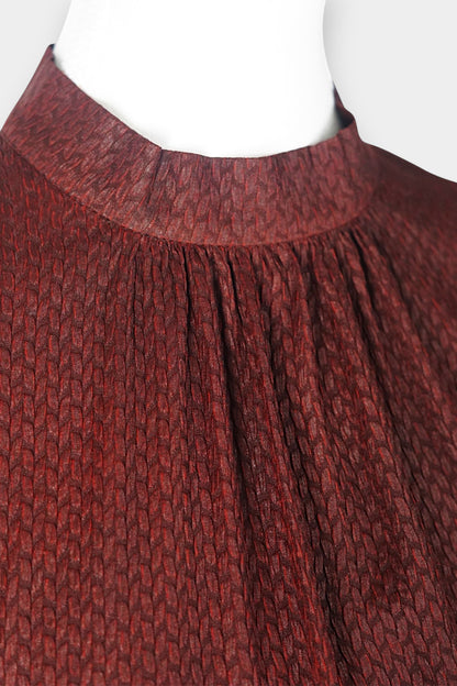 Handmade Gambiered Guangdong Gauze Silk Sleeveless Top | Burgundy