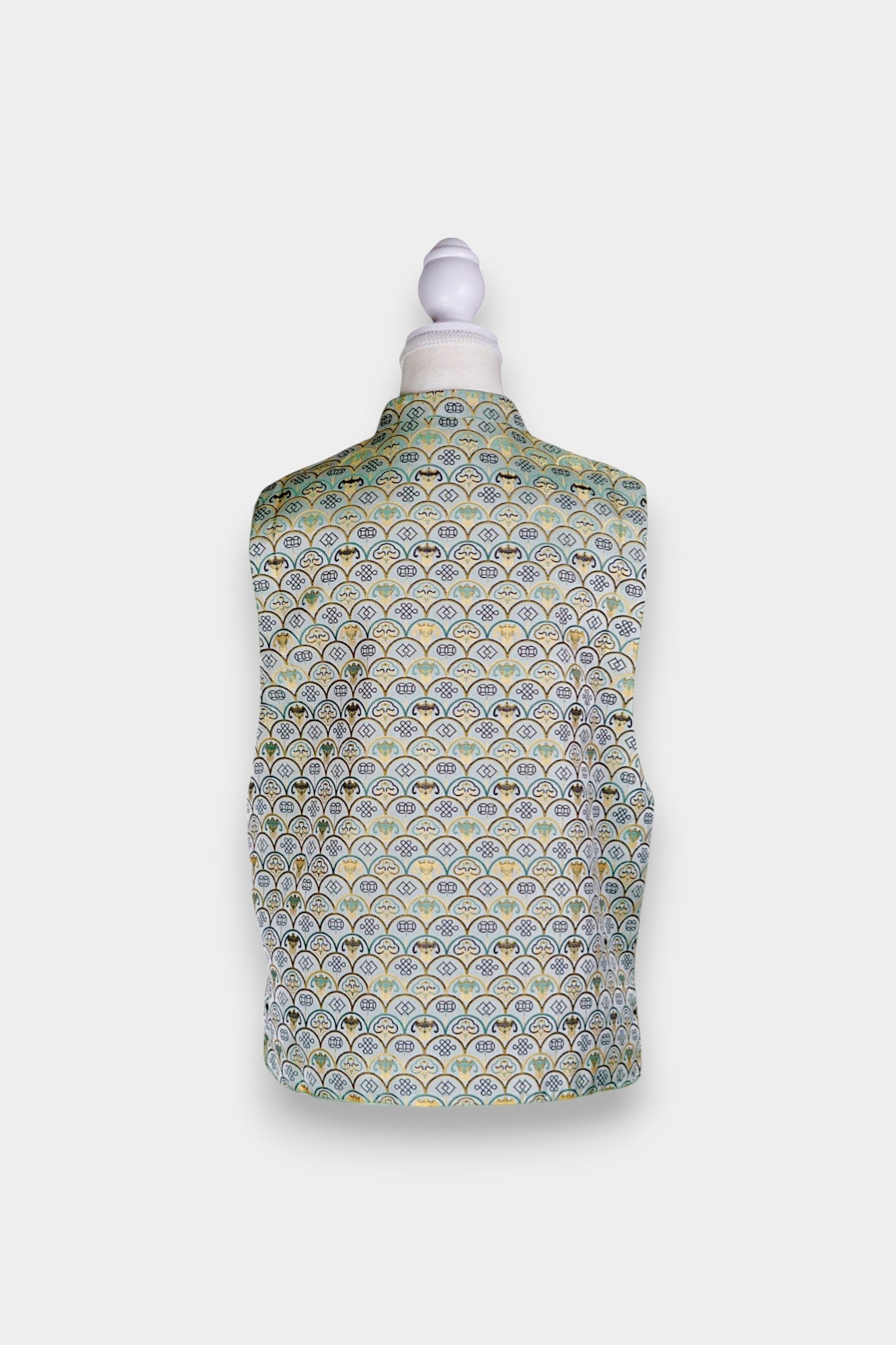 Handmade Song Dynasty Brocade Silk Vest | Geometric Floral Pattern
